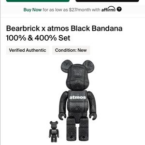 Medicom x atmos Bearbrick bandana 400% + 100% DS